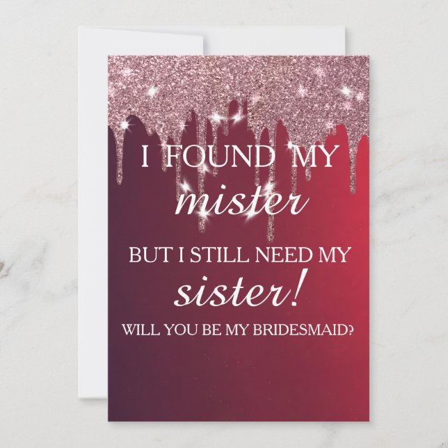 Invitation Will you be my bridesmaid? Rose Gold Dripping Invi (Devant)