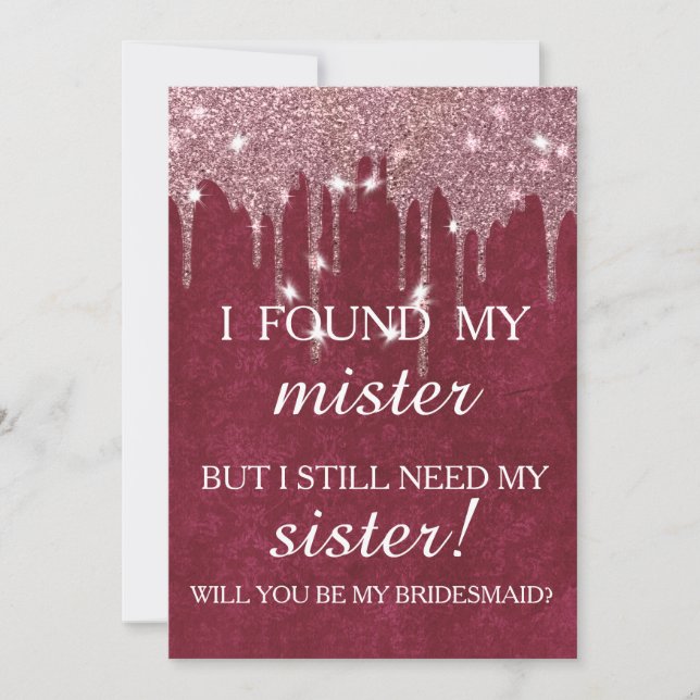Invitation Will you be my bridesmaid? Rose Gold Dripping Invi (Devant)