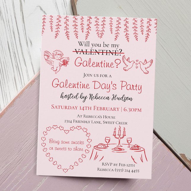Invitation Will You Be My Galentine? Galentine Day's Party (Créateur téléchargé)