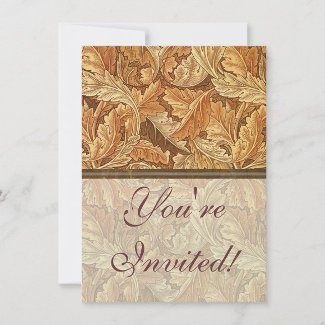 Invitation William Morris Acanthus Brun Feuilles d'Automne (Devant)