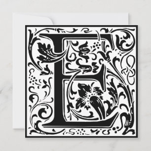 Invitation William Morris Alphabet Floral Lettre monogramme E