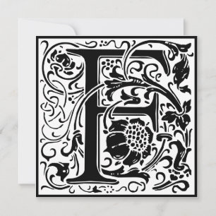 Invitation William Morris Alphabet Floral Lettre monogramme F