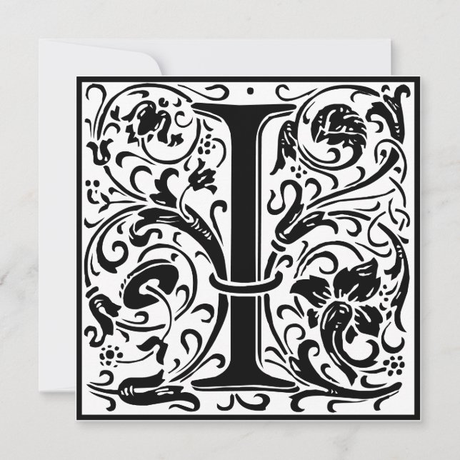 Invitation William Morris Alphabet Floral Lettre monogramme I (Devant)