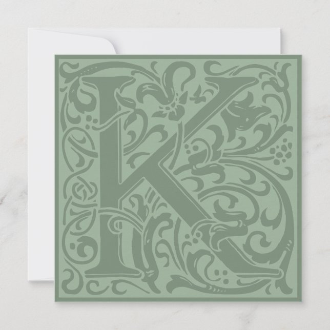 Invitation William Morris Alphabet Floral Lettre monogramme K (Devant)