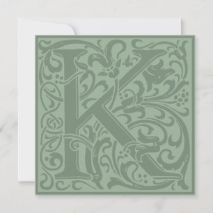 Invitation William Morris Alphabet Floral Lettre monogramme K