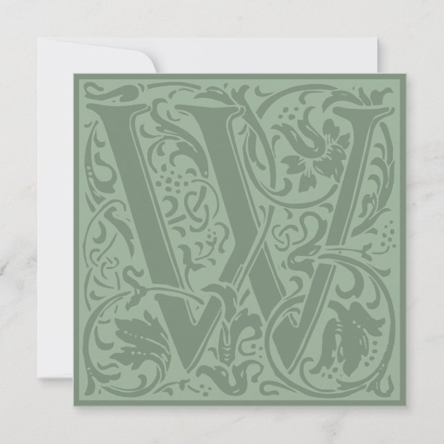 Invitation William Morris Alphabet Floral Lettre monogramme W (Devant)