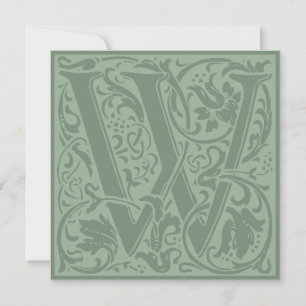Invitation William Morris Alphabet Floral Lettre monogramme W