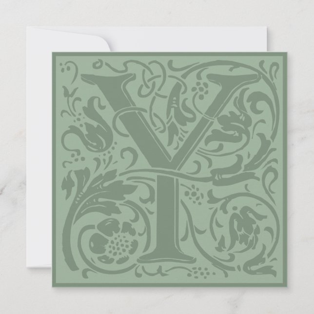 Invitation William Morris Alphabet Floral Lettre monogramme Y (Devant)