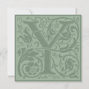 Invitation William Morris Alphabet Floral Lettre monogramme Y