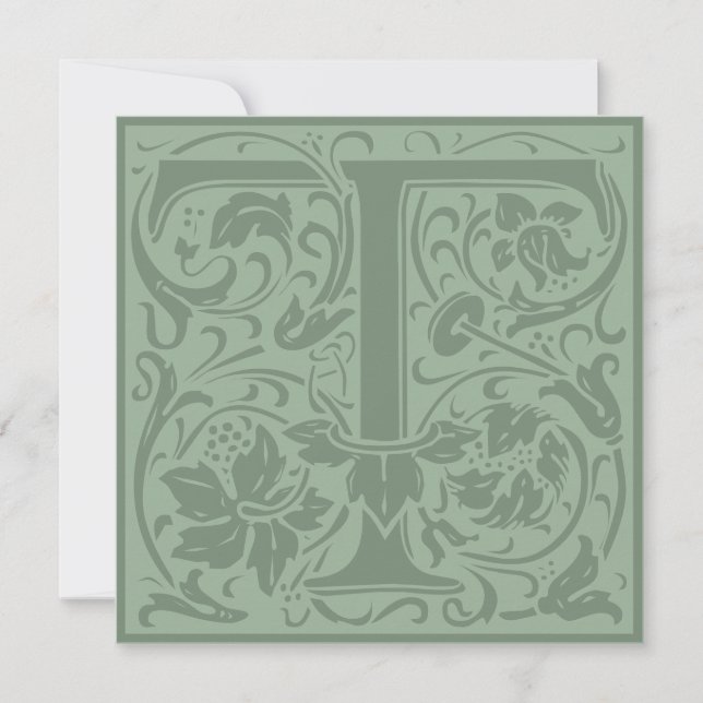 Invitation William Morris Alphabet Floral LETTRE MONOGRAPHIQU (Devant)