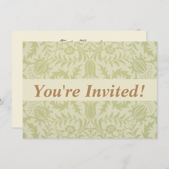 Invitation William Morris Borge Mariage Soft Green (Devant / Derrière)