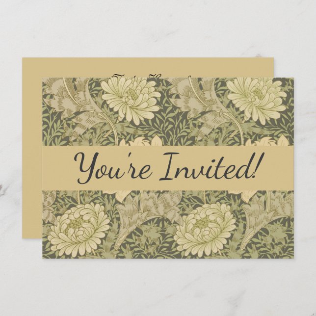 Invitation William Morris Chrysanthemum Fleur d'âge (Devant / Derrière)