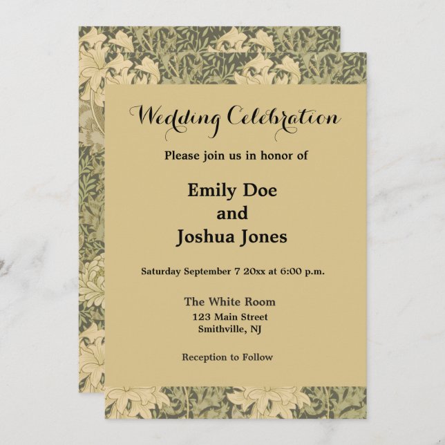 Invitation William Morris Chrysanthemum Fleur d'âge (Devant / Derrière)