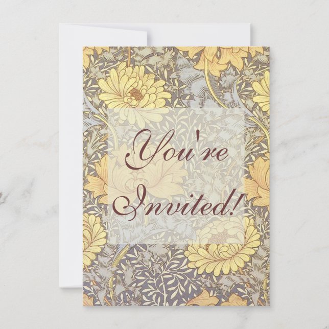 Invitation William Morris Chrysanthemum Fleurs maman (Devant)