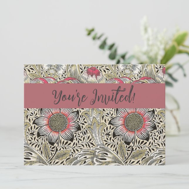 Invitation William Morris Corncocktail fond d'écran floral (Debout devant)