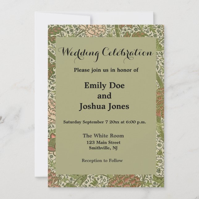 Invitation William Morris Cray Fleur de Sauge Floral Botaniqu (Devant)