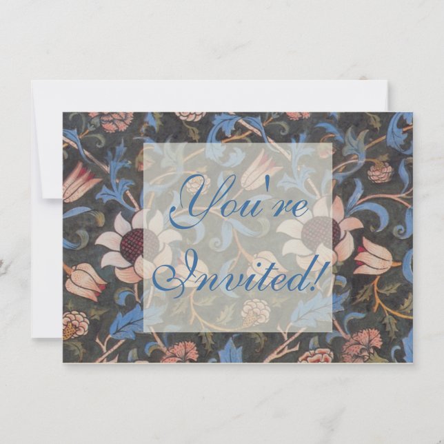 Invitation William Morris Evenlode Textile Floral Art (Devant)