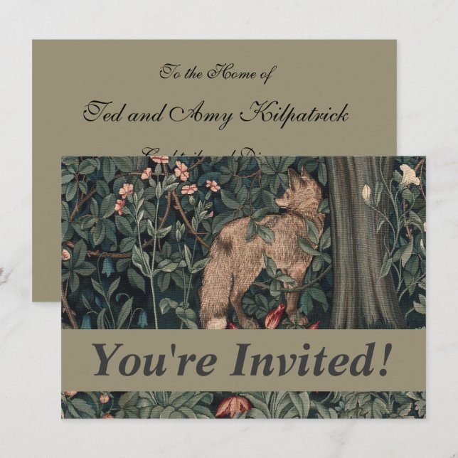 Invitation William Morris Faune sauvage Fox (Devant / Derrière)
