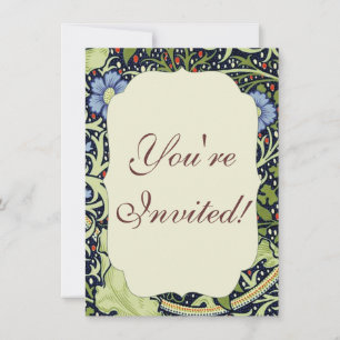 Invitation William Morris Fleur d'antiquité aux algues marine