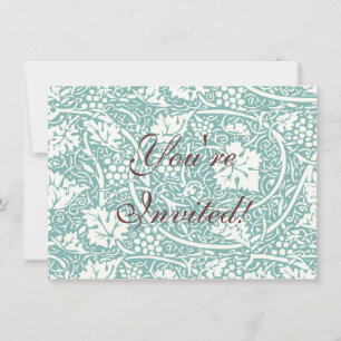 Invitation William Morris Grape Motif Turquoise Turquoise