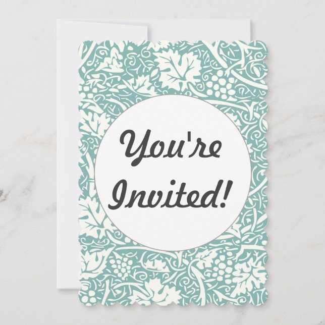 Invitation William Morris Grape Motif Turquoise Turquoise (Devant)