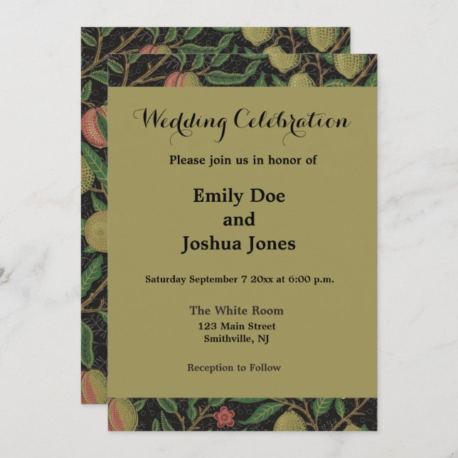 Invitation William Morris grenade classique fruits (Devant / Derrière)