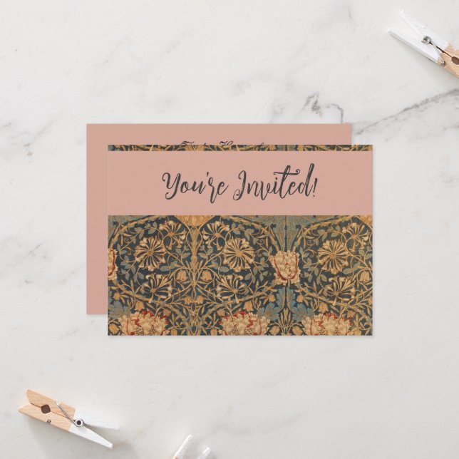 Invitation William Morris Honeysuckle Rich Wallpaper (Devant/Arrière en situation)