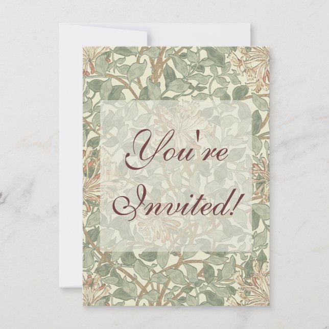 Invitation William Morris Honeysuckle Vert Floral (Devant)