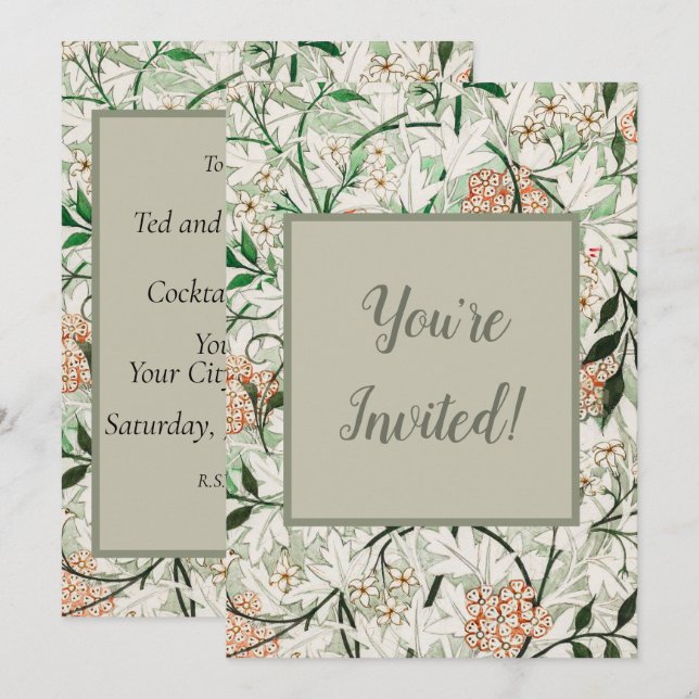 Invitation William Morris Jardin Fleur de Jasmin Classique (Devant / Derrière)