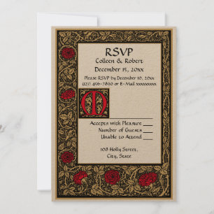 Invitation William Morris Kelmscott Press Floral Rose RSVP