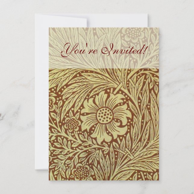 Invitation William Morris Marigold Motif de fleurs antiques (Devant)