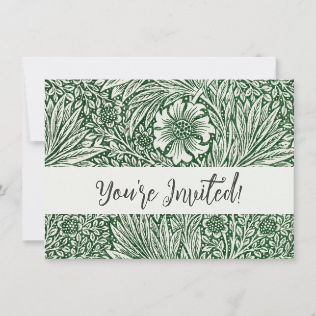 Invitation william morris marigold vert floral fleur (Devant)