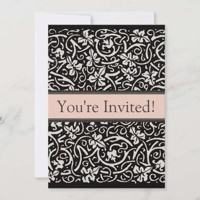 Invitation William Morris Motif de la feuille de vigne (Devant)