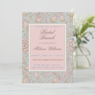 Invitation William Morris Pink Wild Tulips Blue Bridal Brunch