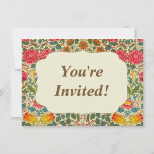 Invitation William Morris Rose Floral Chintz rose