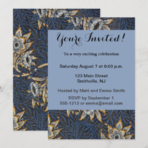 Invitation William Morris Tulip Willow Blue Motif