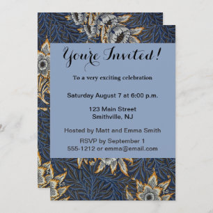 Invitation William Morris Tulip Willow Blue Motif