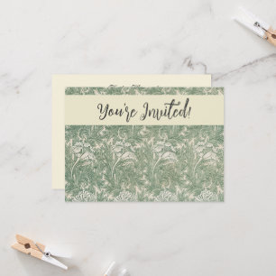 Invitation William Morris Vert Sauge Motif Tulipe : Vintage