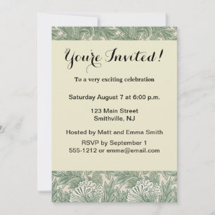 Invitation William Morris Vert Sauge Motif Tulipe : Vintage