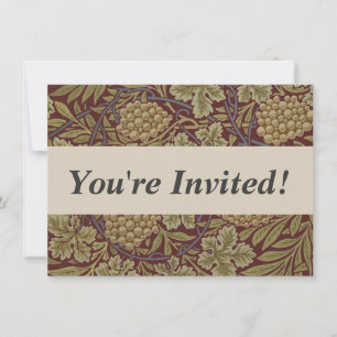 Invitation William Morris Vine Grappe Rouge Vert Art