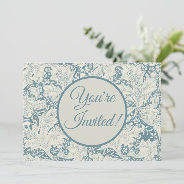 Invitation William Morris Wallflower bleu damas floral (Debout devant)