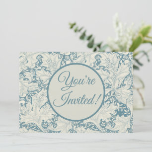 Invitation William Morris Wallflower bleu damas floral
