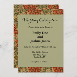 Invitation William Morris Wandle Anglais Floral Damask Design