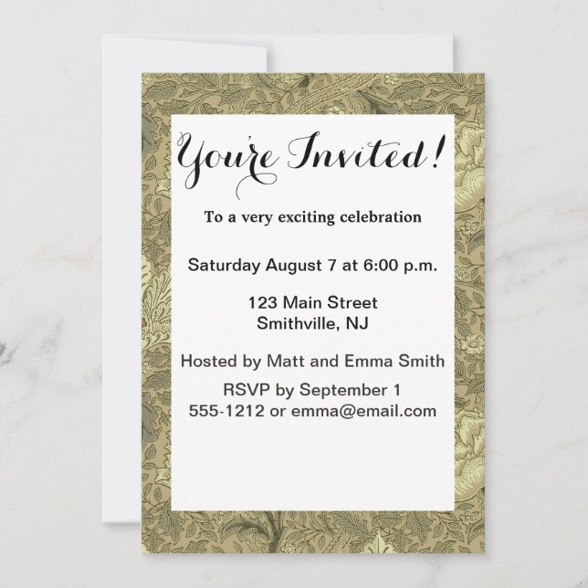 Invitation William Morris Windrush Motif de fond d'écran (Devant)