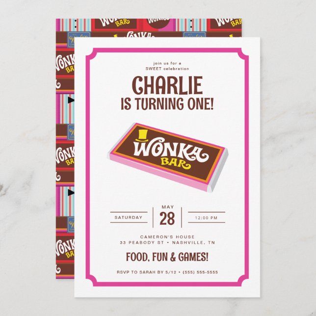 Invitation Willy Wonka & Chocolate Factory Anniversaire (Devant / Derrière)