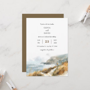 Invitation Windswept Cliffs Coastal Trail View Beach Wedding