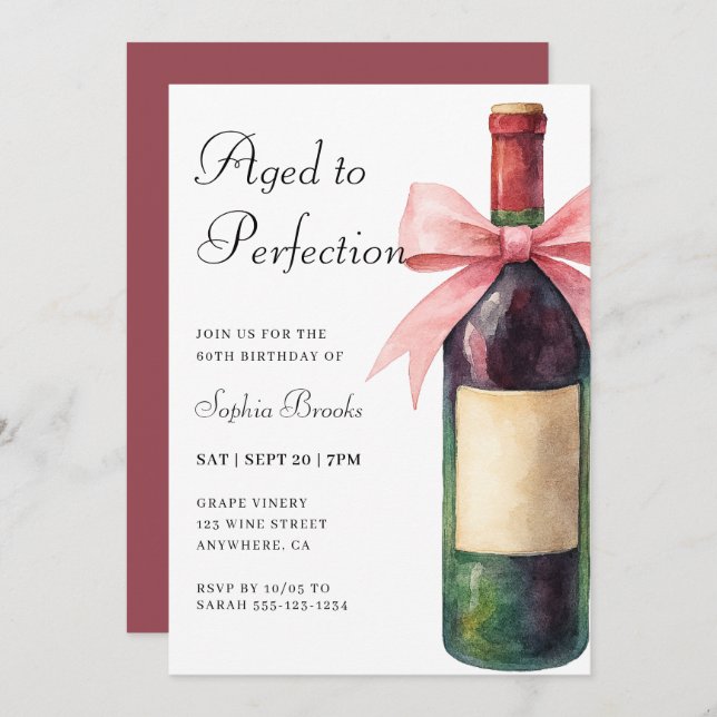 Invitation Wine Aged To Perfection 60th Birthday Party (Devant / Derrière)