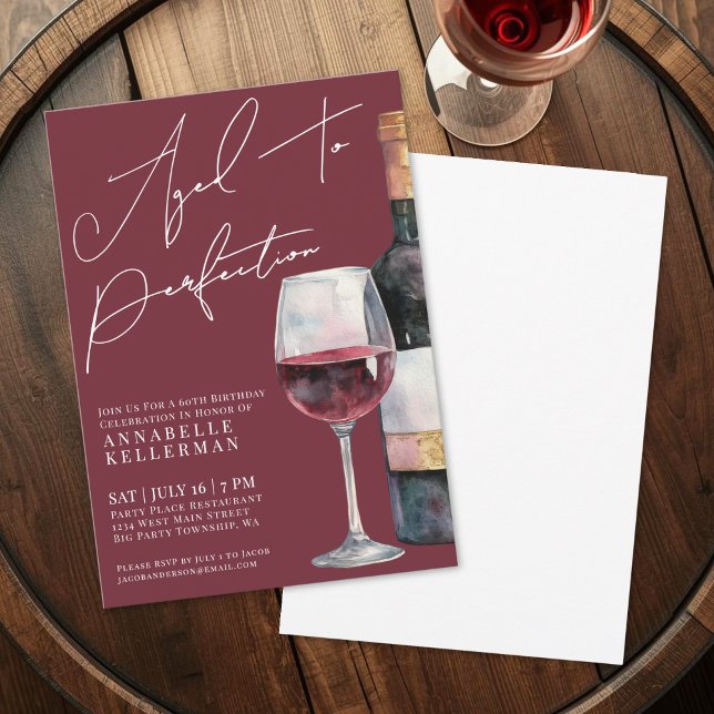 Invitation Wine Aged To Perfection Adult Birthday Party (Wine Aged To Perfection Adult Birthday Party Invitation)