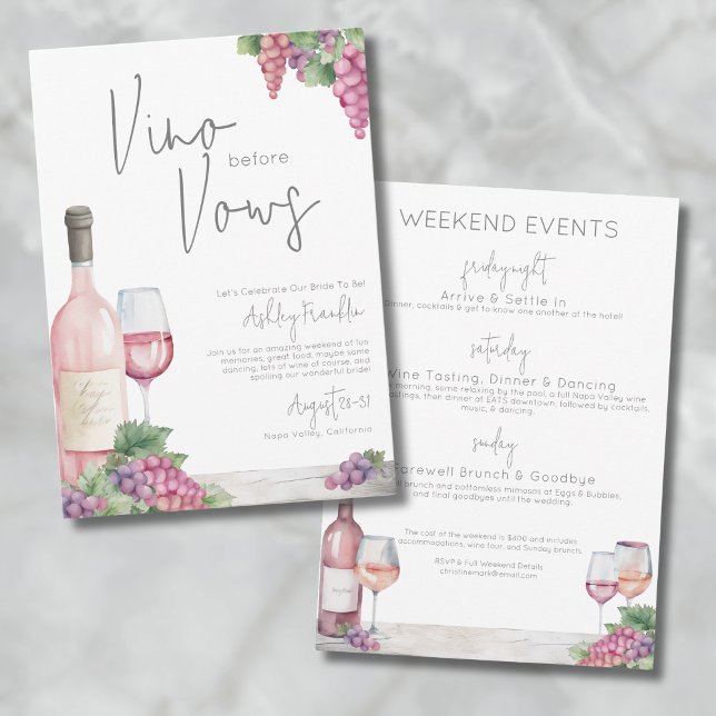 Invitation Wine Bachelorette Vino Vows Girls Week-end (Wine Bachelorette Vino Vows Girls Weekend Invitation)