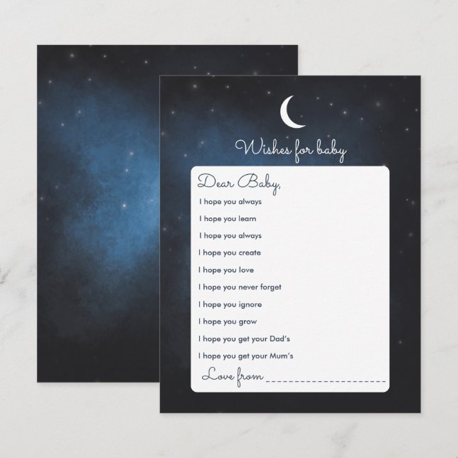 Invitation Wings for Baby shower Game Card (Devant / Derrière)